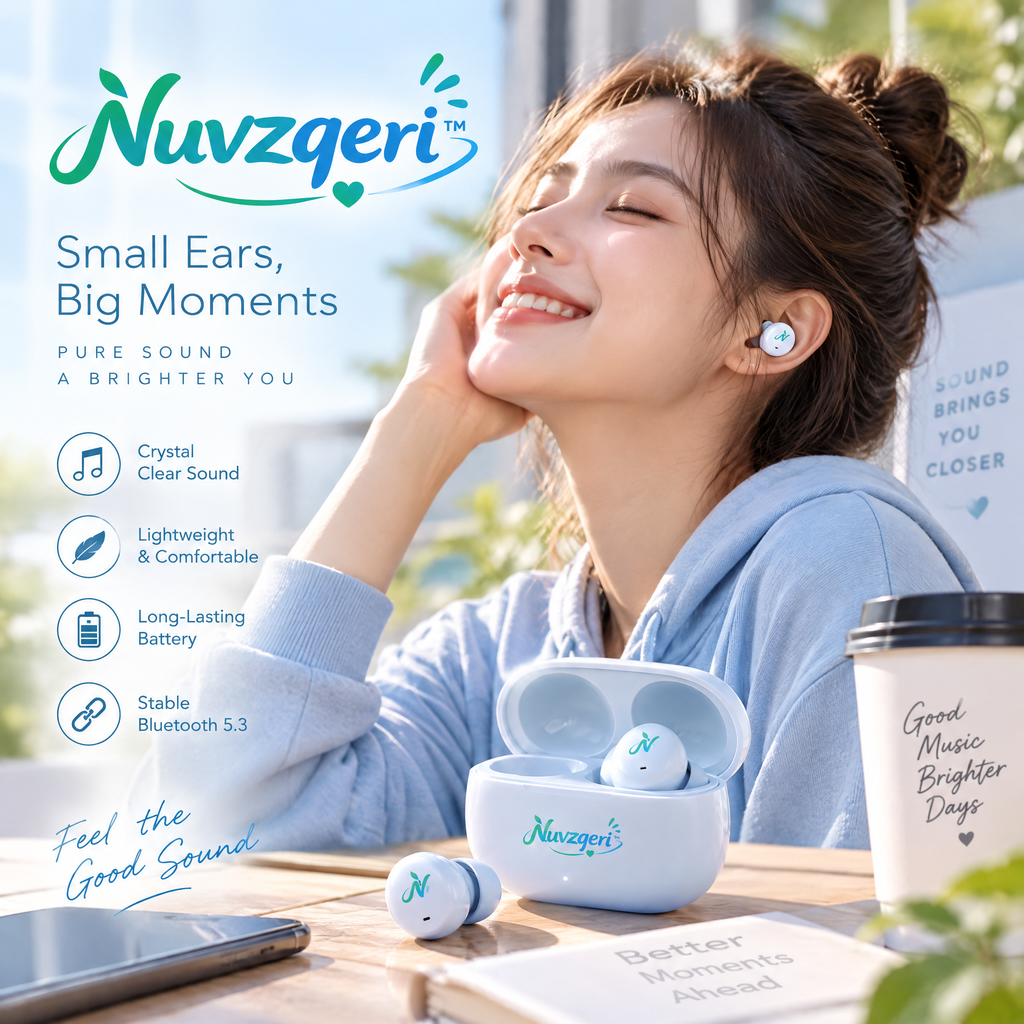 Nuvzqeri™ Compact True Wireless Earbuds - Sky Blue — lifestyle photo