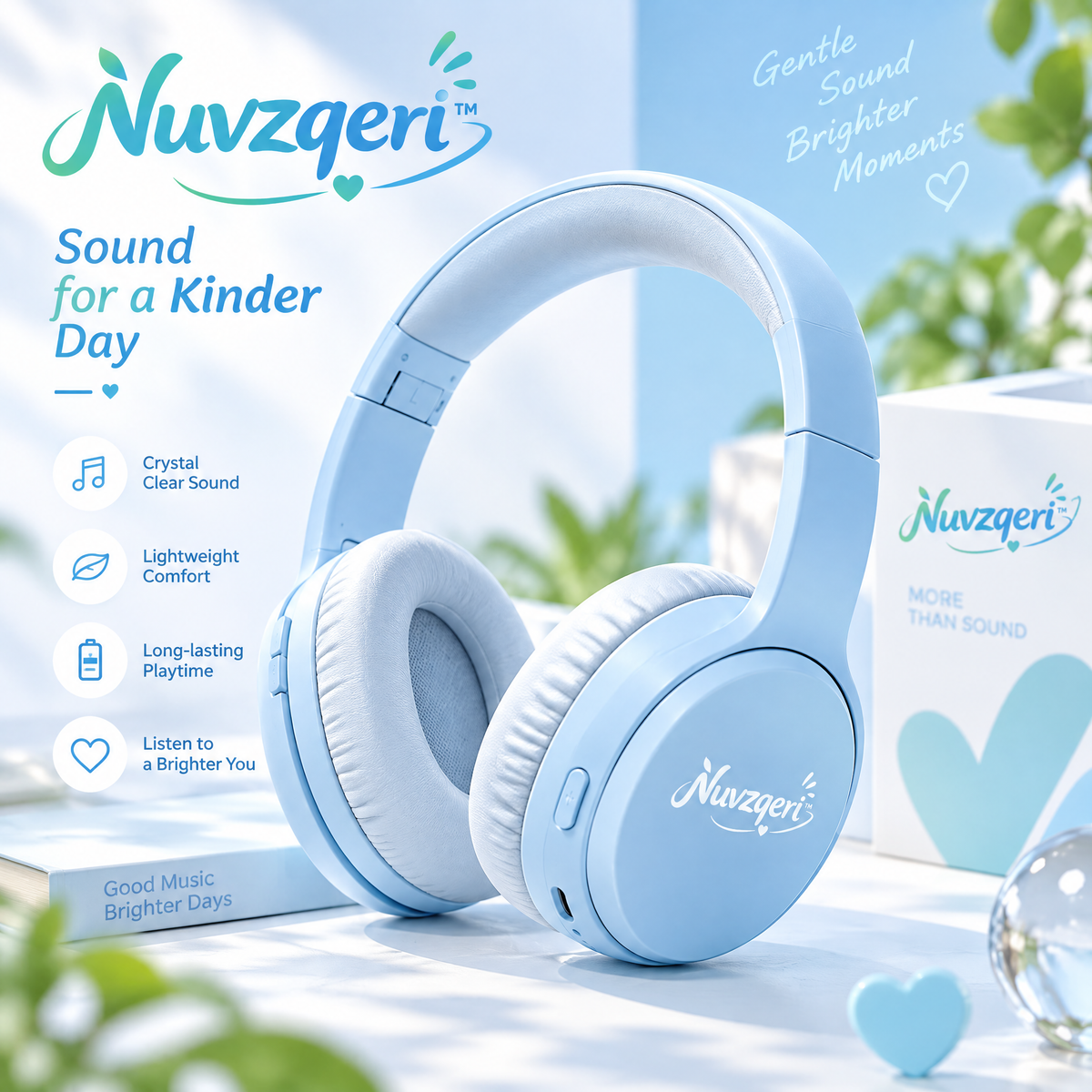 Nuvzqeri™ Wireless Over-Ear Headphones - Sky Blue — product overview