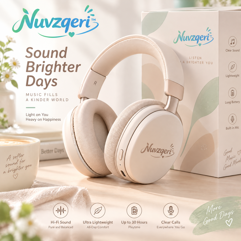 Nuvzqeri™ Wireless Over-Ear Headphones - Sand Beige — product overview