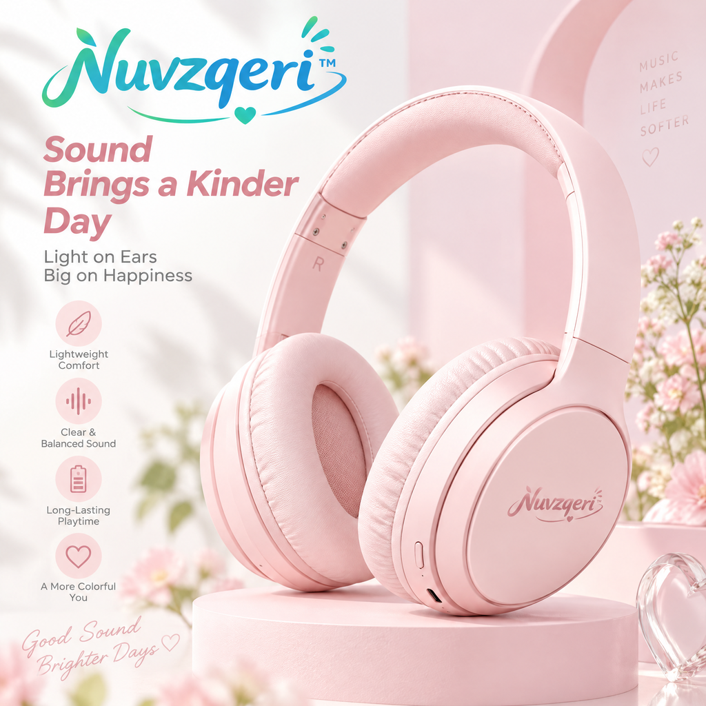 Nuvzqeri™ Wireless Over-Ear Headphones - Blush Pink — product overview