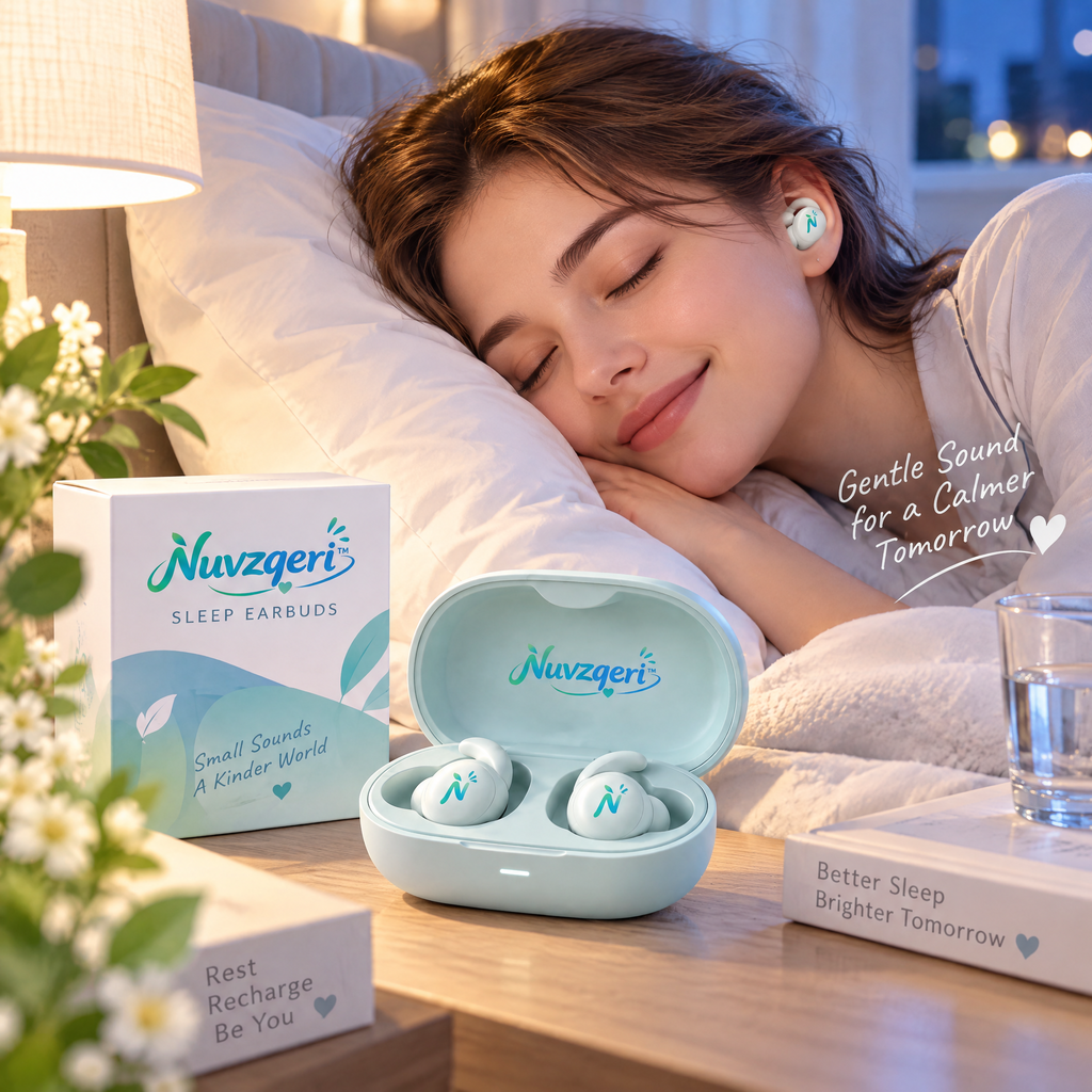 Nuvzqeri™ Wireless Sleep Earbuds with Fit Wings - Mint — lifestyle photo