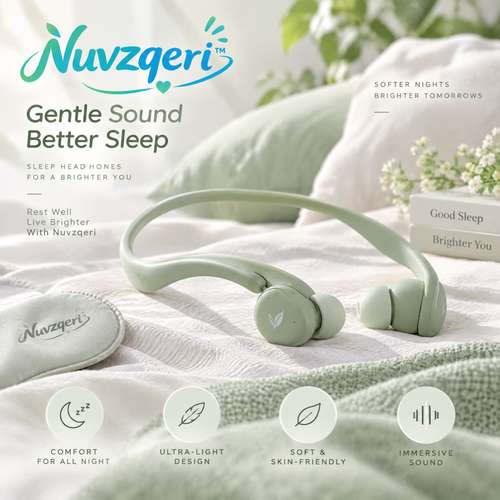 Nuvzqeri™ Behind-the-Head Sleep Headphones - Sage Green — product overview