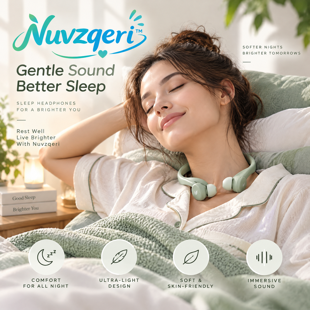 Nuvzqeri™ Behind-the-Head Sleep Headphones - Sage Green — lifestyle photo