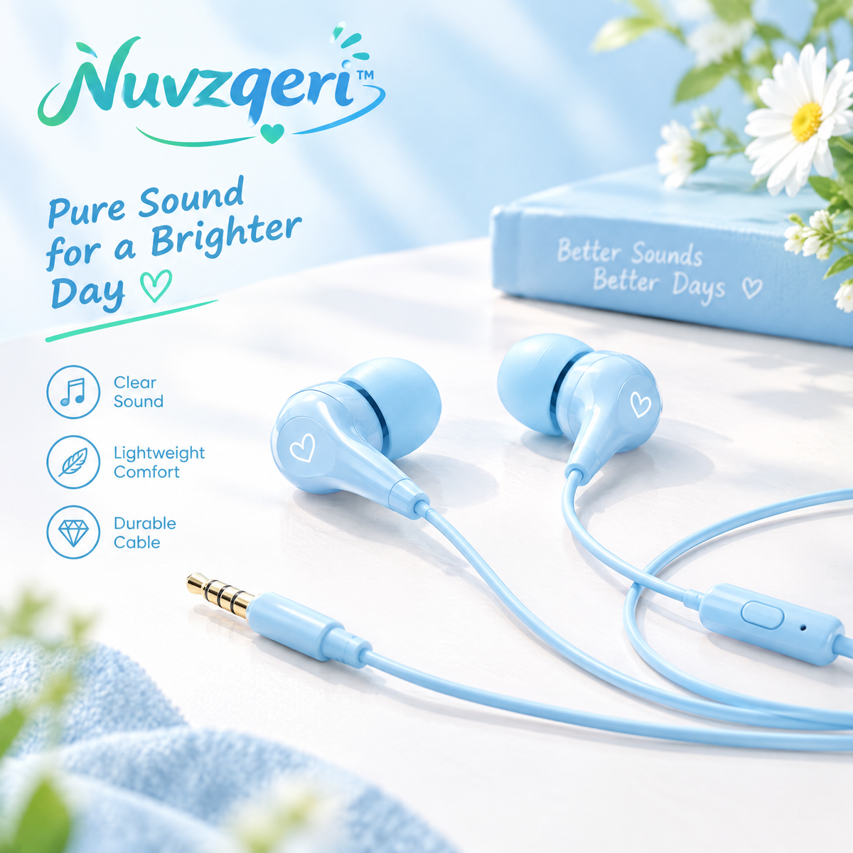 Nuvzqeri™ 3.5mm Wired Earbuds - Sky Blue — product overview