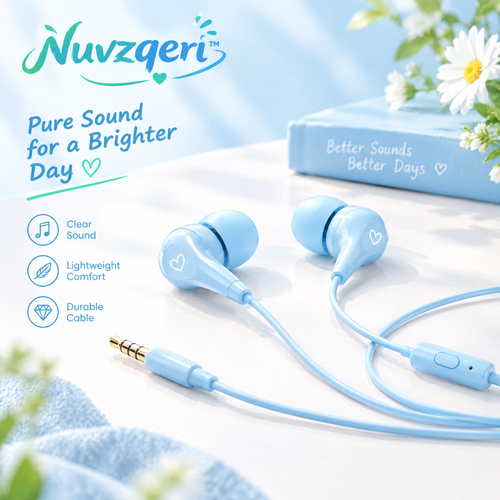 Nuvzqeri™ 3.5mm Wired Earbuds - Sky Blue — product overview