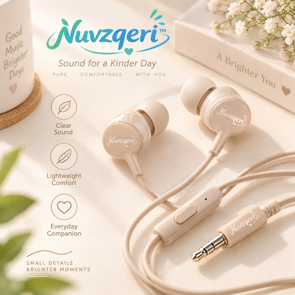 Nuvzqeri™ 3.5mm Wired Earbuds - Sand Beige — product overview