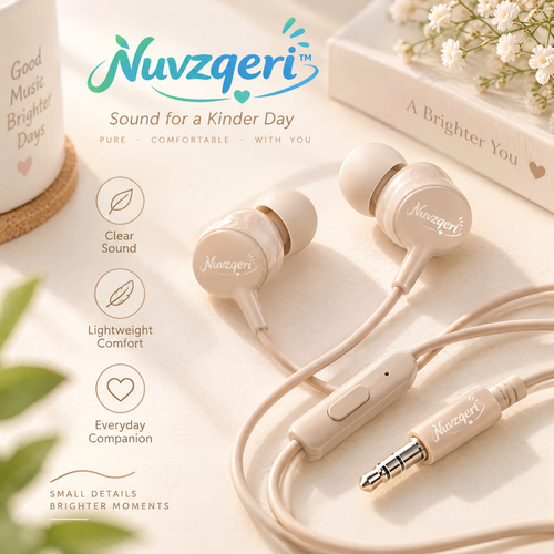 Nuvzqeri™ 3.5mm Wired Earbuds - Sand Beige — product overview